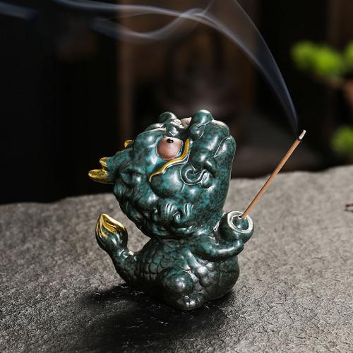 Porcelain Incense Seat, Dragon, handmade, for home and office & durable, 80x75x105mm, Sold By PC