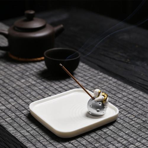 Porcelain Incense Seat, handmade, for home and office & durable & different styles for choice, 90x90x13mm, Sold By PC