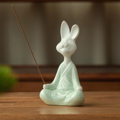 Porcelain Incense Seat, Rabbit, handmade, for home and office & durable, more colors for choice, 110x70x190mm, Sold By PC