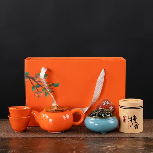 Tea Set, Porcelain, Gift box package & for home and office, more colors for choice, 285x105x190mm, Sold By Set