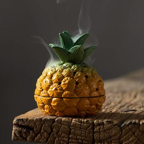 Porcelain Incense Burner, Pineapple, handmade, for home and office & durable, 90x110mm, Sold By PC