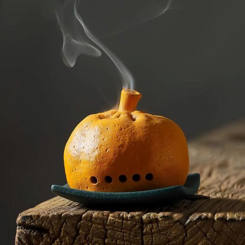 Porcelain Incense Burner, Tangerine, handmade, for home and office & durable, 116x100mm, Sold By PC