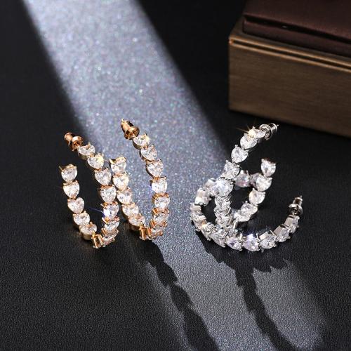 Cubic Zirconia Micro Pave Brass Earring fashion jewelry & micro pave cubic zirconia & for woman Sold By Pair