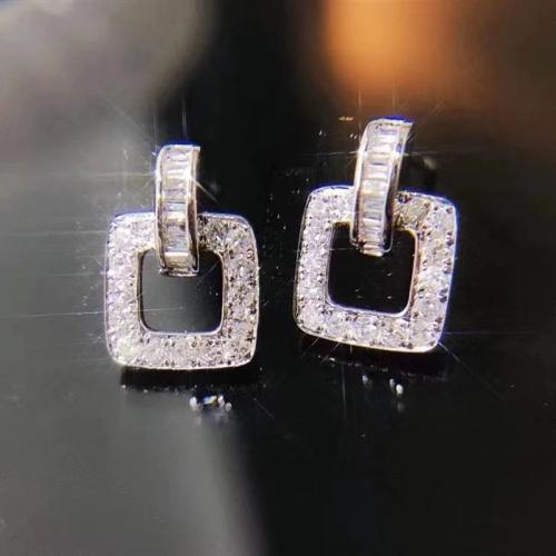 Cilindrata Zircone Orecchini in ottone micro pavimenta, gioielli di moda & Micro spianare cubic zirconia & per la donna, nessuno, 14x10mm, Venduto da coppia