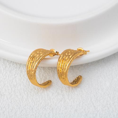 Stainless Steel Stud Earrings, 304 Stainless Steel, 18K gold plated, fashion jewelry & for woman, golden, 20x10mm, Sold By Pair