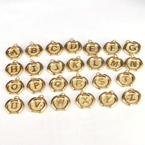 Brass Jewelry Pendants, Alphabet Letter, gold color plated, letters are from A to Z & DIY, more colors for choice, nickel, lead & cadmium free, 19x16mm, Sold By PC