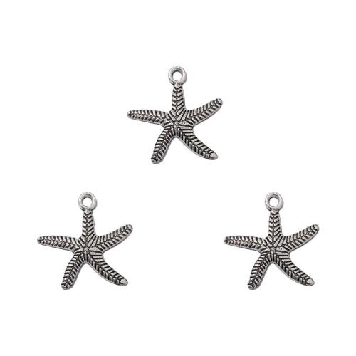 Tibetan Style Pendants, Starfish, antique silver color plated, DIY, nickel, lead & cadmium free, 25x24mm, Approx 100PCs/Bag, Sold By Bag