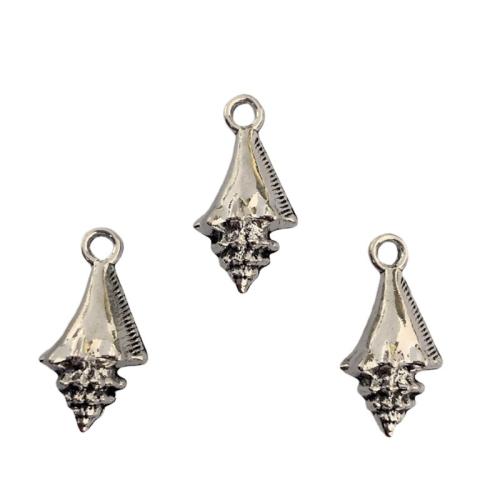 Pendentifs en alliage de zinc, conque, Plaqué de couleur d'argent, DIY, protéger l'environnement, sans nickel, plomb et cadmium, 11x12mm, Environ 100PC/sac, Vendu par sac