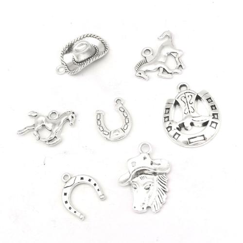 Pendentifs en alliage de zinc, Plaqué de couleur d'argent, DIY, protéger l'environnement, sans nickel, plomb et cadmium, 100ensemblessérie/sac, 7PC/fixé, Vendu par sac