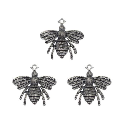 Pendentifs animaux en alliage de zinc, abeille, Plaqué de couleur d'argent, DIY, protéger l'environnement, sans nickel, plomb et cadmium, 39x36mm, Environ 100PC/sac, Vendu par sac