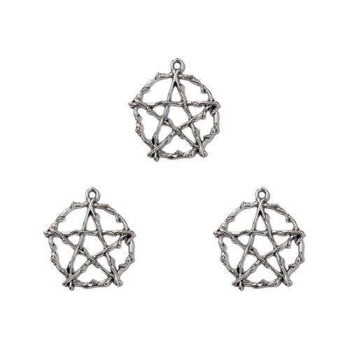 Tibetan Style Star Pendant, antique silver color plated, DIY, nickel, lead & cadmium free, 26x28mm, Approx 100PCs/Bag, Sold By Bag