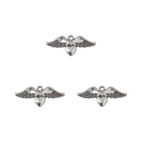 Wing Shaped Zinc Alloy Privjesci, Cink Alloy, starinski srebrne boje pozlaćen, možete DIY, nikal, olovo i kadmij besplatno, 34x14mm, Približno 100računala/Torba, Prodano By Torba