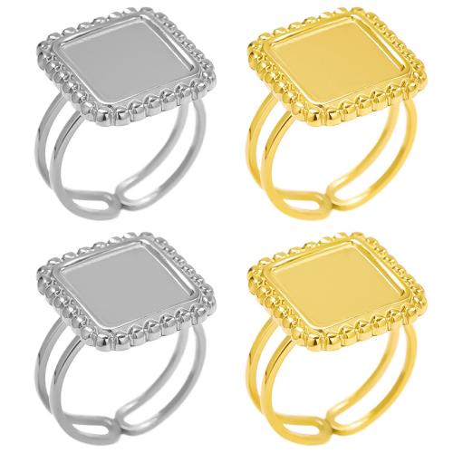 Stainless Steel Finger Ring 304 Stainless Steel Square Vacuum Ion Plating Adjustable & fashion jewelry & Unisex Sold By PC