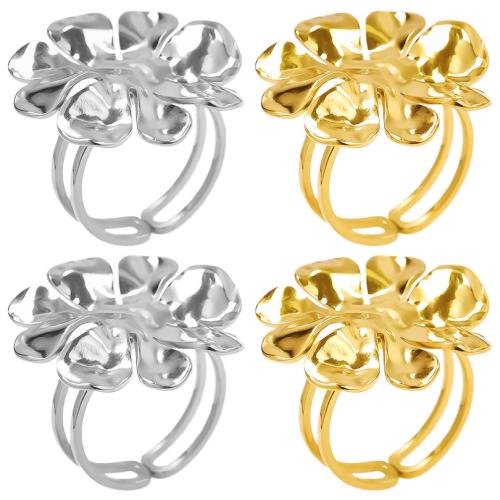 Stainless Steel Finger Ring, 304 Stainless Steel, Flower, Vacuum Ion Plating, Adjustable & fashion jewelry & for woman, more colors for choice, Sold By PC