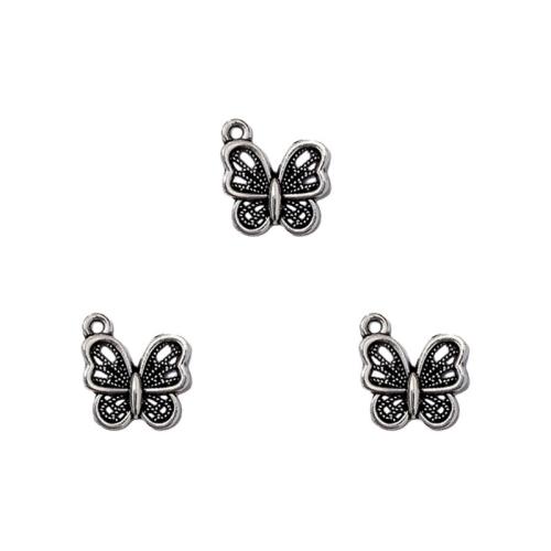 Tibetan Style Animal Pendants, Butterfly, antique silver color plated, DIY, nickel, lead & cadmium free, 12x13mm, Approx 100PCs/Bag, Sold By Bag