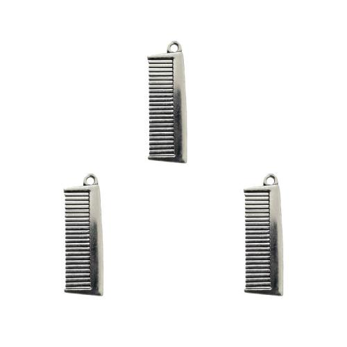 Zink-Aluminium-Anhänger, Zinklegierung, Kamm, antik silberfarben plattiert, DIY, frei von Nickel, Blei & Kadmium, 32x10mm, ca. 100PCs/Tasche, verkauft von Tasche