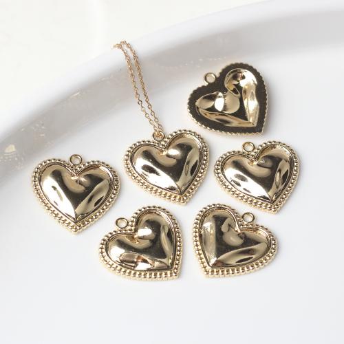 Pendentifs coeur en alliage de zinc, Placage de couleur d'or, DIY, protéger l'environnement, sans nickel, plomb et cadmium, 21x21mm, 100PC/sac, Vendu par sac