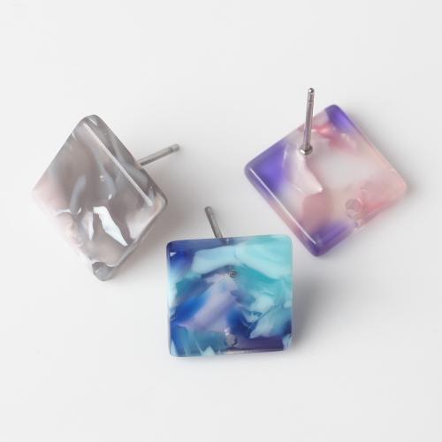 Resin Earring Drop Component, Square, DIY, more colors for choice, 14x12mm, 100PCs/Bag, Sold By Bag