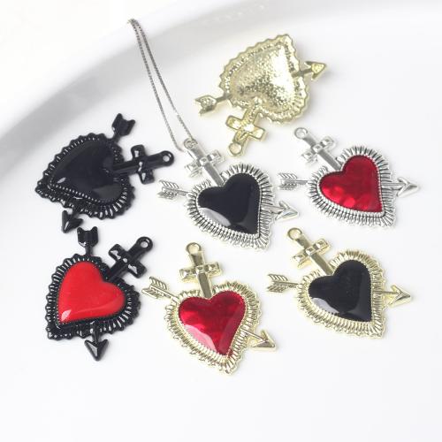 Tibetan Style Heart Pendants, plated, DIY & enamel, more colors for choice, nickel, lead & cadmium free, 34x25mm, 100PCs/Bag, Sold By Bag