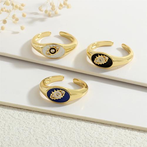 Evil Eye Jewelry Finger Ring, Brass, gold color plated, micro pave cubic zirconia & for woman & enamel, more colors for choice, nickel, lead & cadmium free, Sold By PC