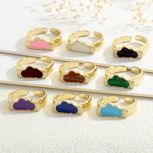 Anillo de dedo de latón, metal, Nube, chapado en color dorado, para mujer & esmalte, más colores para la opción, libre de níquel, plomo & cadmio, Vendido por UD