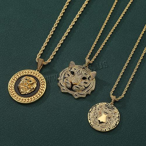 Cubic Zircon Micro Pave Brass Necklace gold color plated fashion jewelry & micro pave cubic zirconia & enamel golden nickel lead & cadmium free Sold By PC