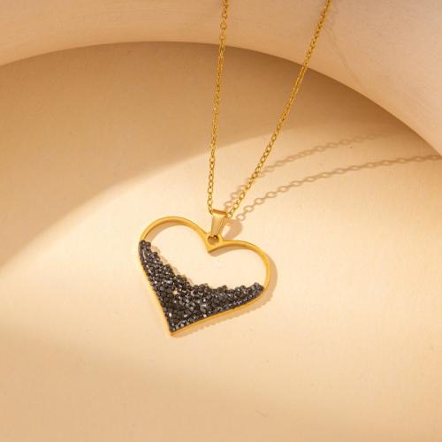 Jewelry Sets Titanium Steel Heart gold color plated fashion jewelry & with rhinestone golden Sold By PC