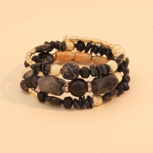 Acrylic Bracelets, with Stone, handmade, three layers & fashion jewelry & for woman, more colors for choice, Sold By PC