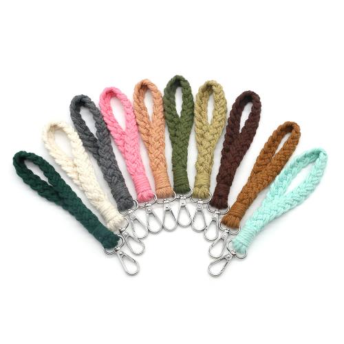 Tibetan Style Key Clasp, Cotton Thread, with Tibetan Style, handmade, multifunctional & Unisex, more colors for choice, 180x25mm, Sold By PC