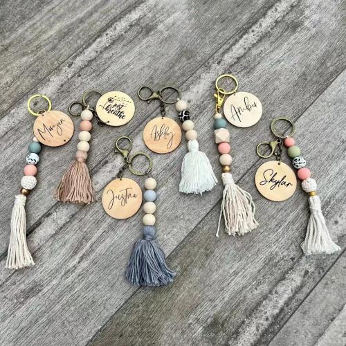 Tibetan Style Key Clasp, Cotton Thread, with Wood & Silicone & Tibetan Style, handmade, multifunctional & Unisex, more colors for choice, Sold By PC