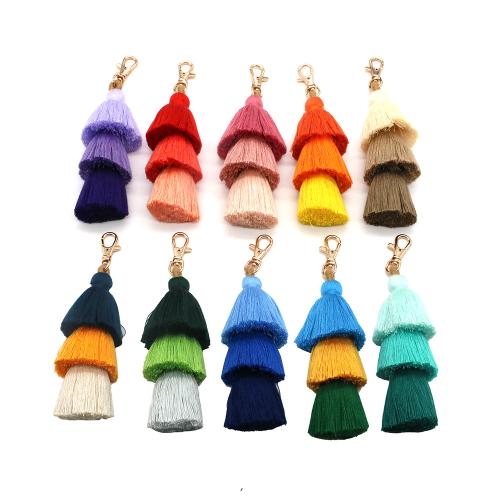 Tibetan Style Key Clasp, Cotton Thread, with Tibetan Style, handmade, multifunctional & Unisex, more colors for choice, Sold By PC