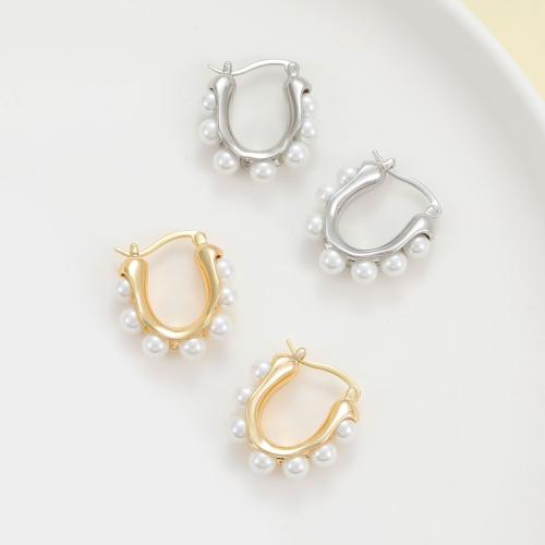 Brass Leverback Earring, with Plastic Pearl, plated, for woman, more colors for choice, Sold By Pair