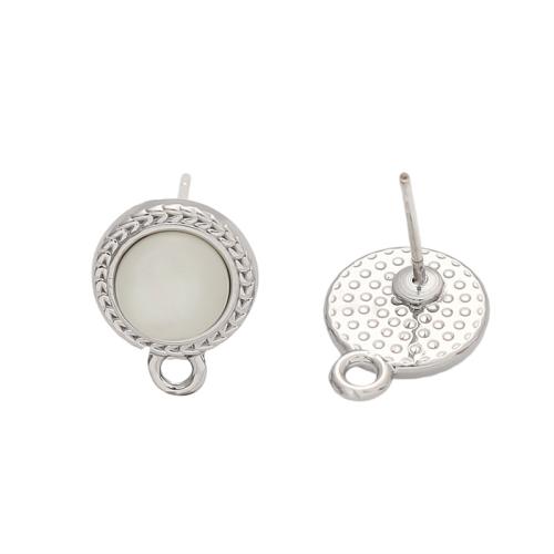 Apprêts pour boucles d'oreilles en alliage de zinc, avec Oeil de chat & perle de plastique, Placage, DIY & styles différents pour le choix & pavé de micro zircon, plus de couleurs à choisir, Vendu par paire