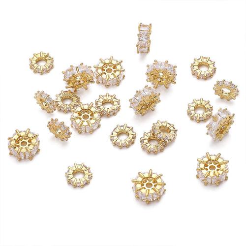 Brass Spacer Beads, plated, DIY & different styles for choice & micro pave cubic zirconia, golden, Sold By PC