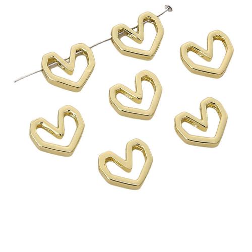 Brass Jewelry Beads Heart plated DIY golden Sold By PC