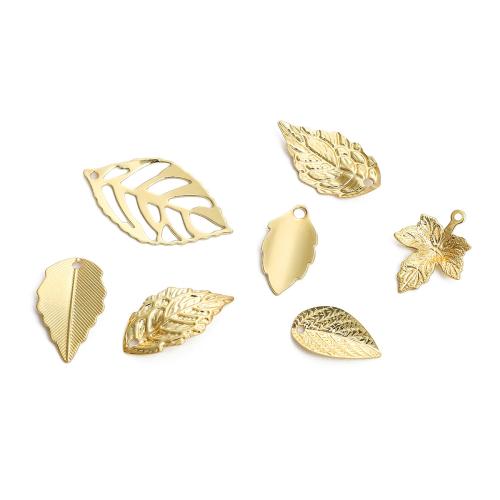 Brass Jewelry Pendants, Leaf, plated, DIY & different styles for choice, golden, 10Bags/Bag, Sold By Bag