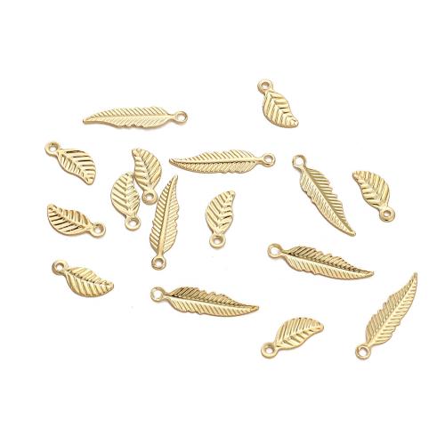 Brass Jewelry Pendants Leaf plated DIY golden Sold By Bag