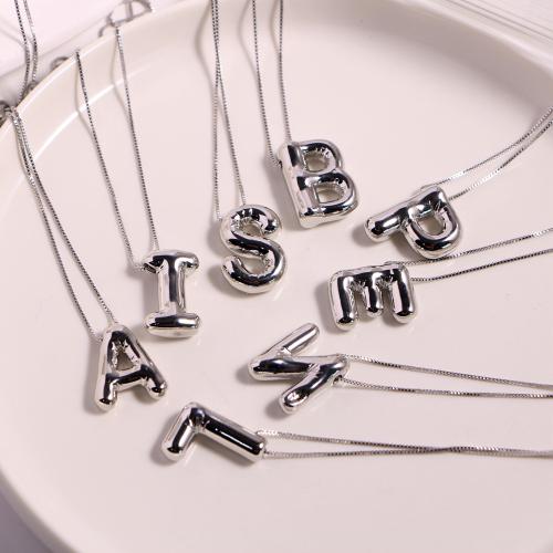 Brass Necklace plated letters are from A to Z & for woman silver color Sold By PC