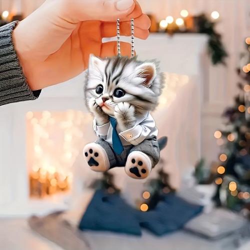 Hanging Ornaments, Acrylic, Cat, for home and office, mixed colors, Sold By PC