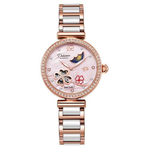 Porcelain Watch Bracelet with Glass & 304 Stainless Steel & Zinc Alloy Round plated Life water resistant & micro pave cubic zirconia & for woman Sold By PC