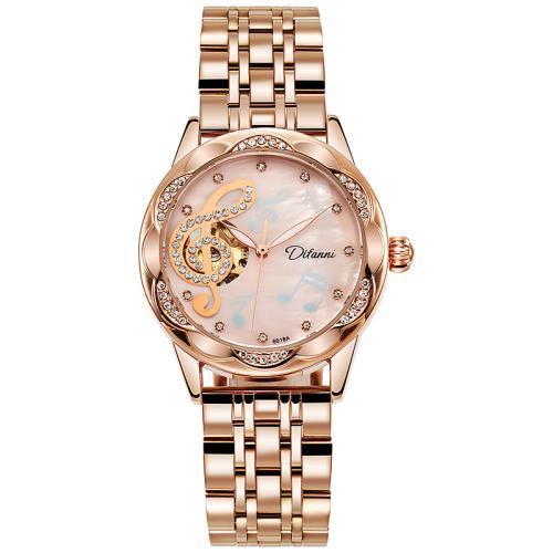 lega in zinco braccialetto orologio, with vetro & 304 acciaio inox, Resistente all'acqua di vita & per la donna & luminoso & con strass, nessuno, 265x36mm, Venduto da PC