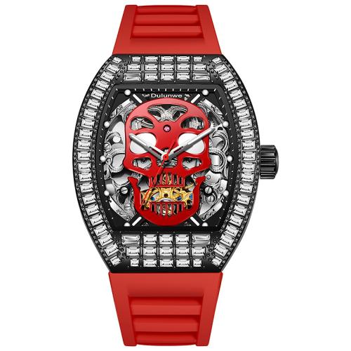 Tibetan Style Watch Bracelet, with Glass & Silicone, Skull, Life water resistant & for man & luminated & with rhinestone, more colors for choice, 255x42mm, Sold By PC