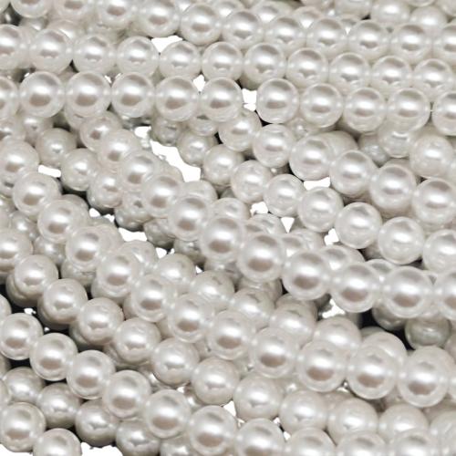 Plastic Pearl Beads Round white Sold By Strand