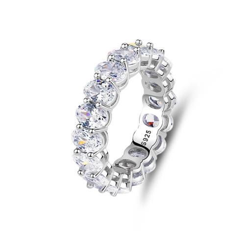 Cubic Zirconia micr3ofono pavimenta anillos de plata esterlina, Plata de ley 925, Joyería & diverso tamaño para la opción & micro arcilla de zirconia cúbica & para mujer, Vendido por UD