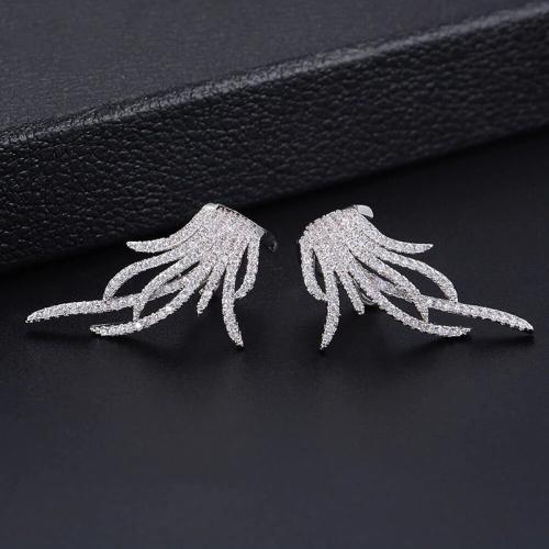 Ciúbach Zirconia Micrimhilseogra réiteodh Earring Prás, jewelry faisin & micrea réiteach zirconia ciúbach & do bhean, dathanna níos mó le haghaidh rogha, 27x23mm, Díolta De réir Péire