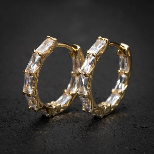 Cubic Zirconia Micro Pave Brass Earring, fashion jewelry & micro pave cubic zirconia & for woman, Sold By Pair