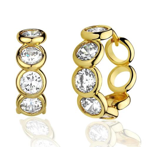 Cubic Zirconia Micro Pave Brass Earring, fashion jewelry & micro pave cubic zirconia & for woman, 16x5mm, Sold By Pair