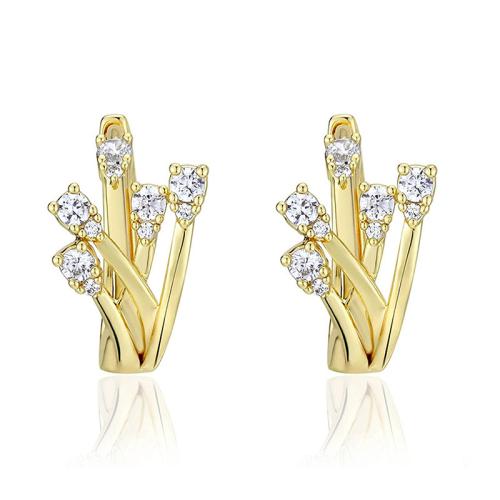 Boucles d'oreilles en laiton zircon cubique pavent, bijoux de mode & pavé de micro zircon & pour femme, Vendu par paire