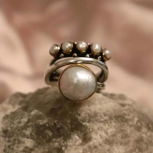 Brass Finger Ring with Plastic Pearl fashion jewelry & for woman Sold By PC