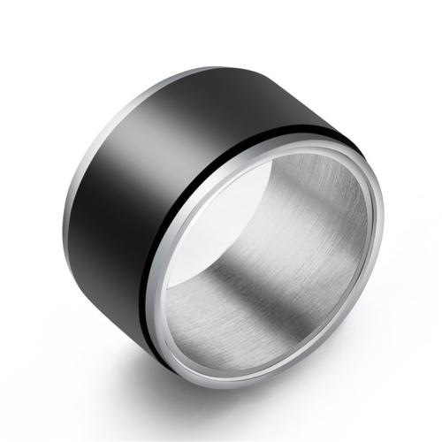 Stainless Steel Finger Ring 304 Stainless Steel fashion jewelry & Unisex black width 10mm Sold By PC